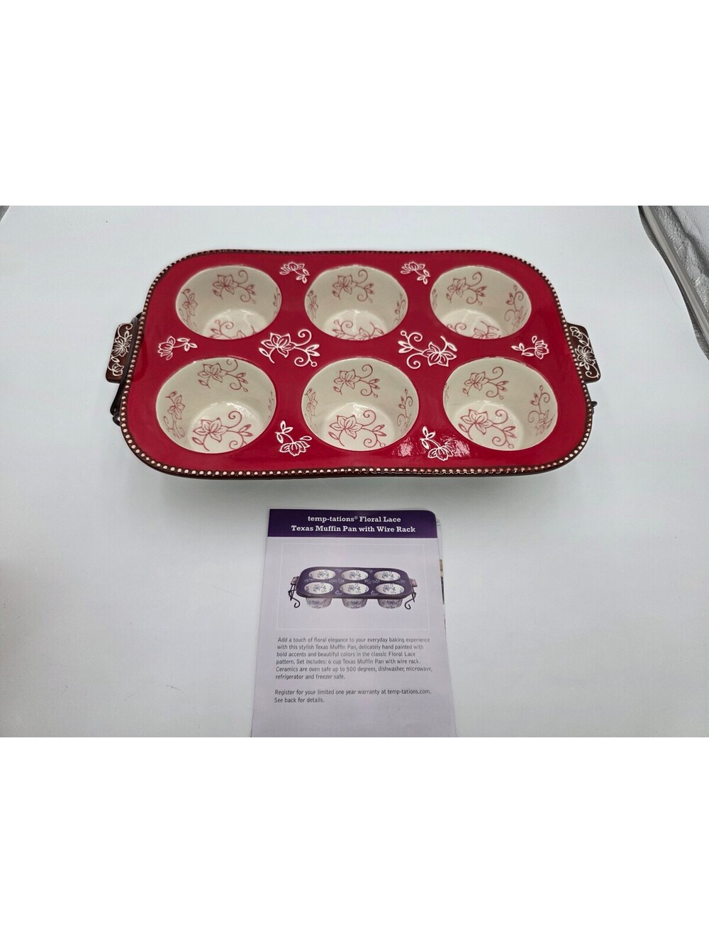 temp-tations Floral Lace Texas Muffin Pan with Wire Rack
